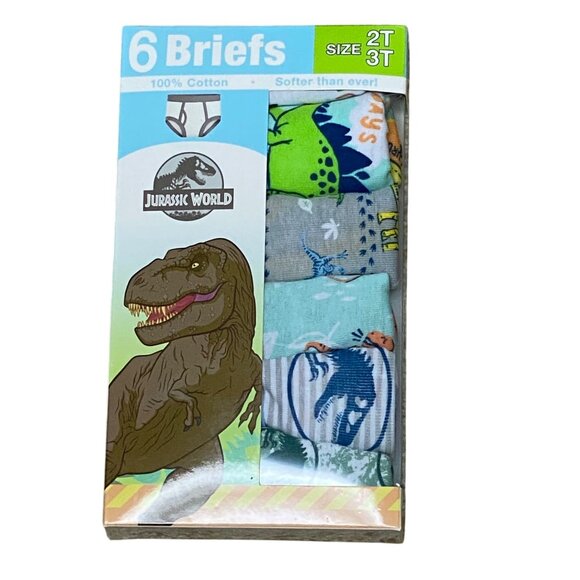Jurassic‎ World Boys 6-Pack Briefs Size 2T/3T 100% Cotton NIB - Picture 1 of 5